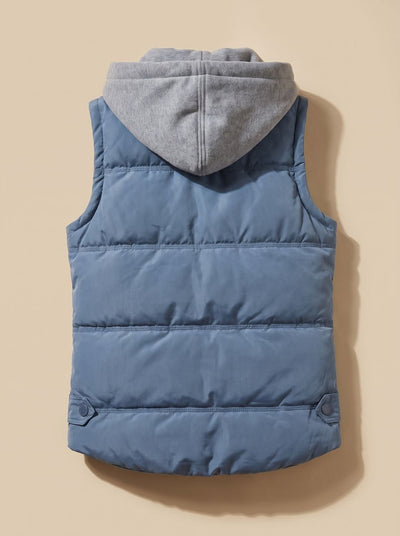 Charlotte | Gewatteerde dames bodywarmer met contrastcapuchon en drukknopen