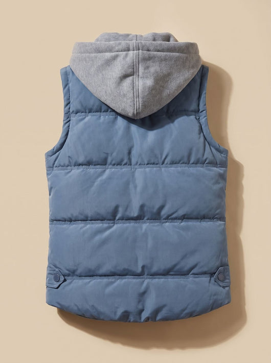 Charlotte | Gewatteerde dames bodywarmer met contrastcapuchon en drukknopen