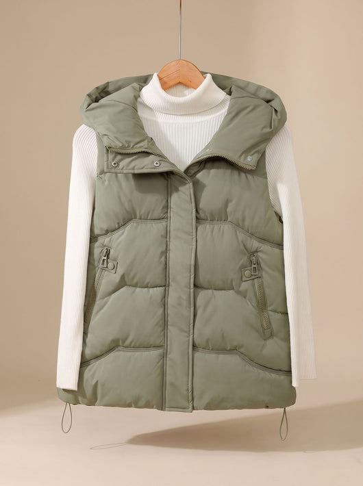 Annika | Gewatteerde dames bodywarmer met capuchon en ritszakken
