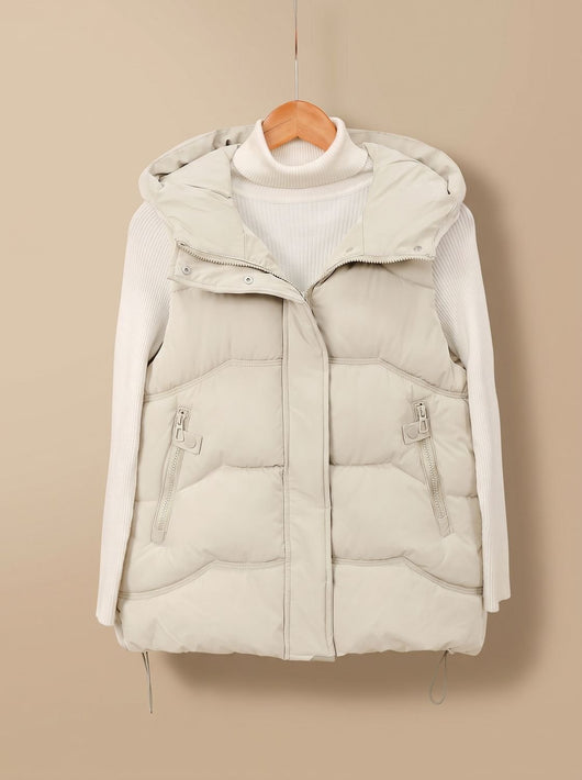 Annika | Gewatteerde dames bodywarmer met capuchon en ritszakken