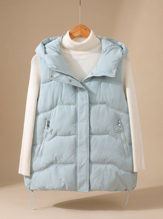 Annika | Gewatteerde dames bodywarmer met capuchon en ritszakken