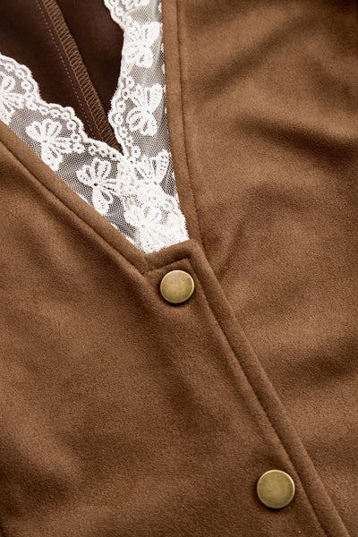 Charlotte | Dames getailleerde western kanten blouse met lange mouwen en V-hals