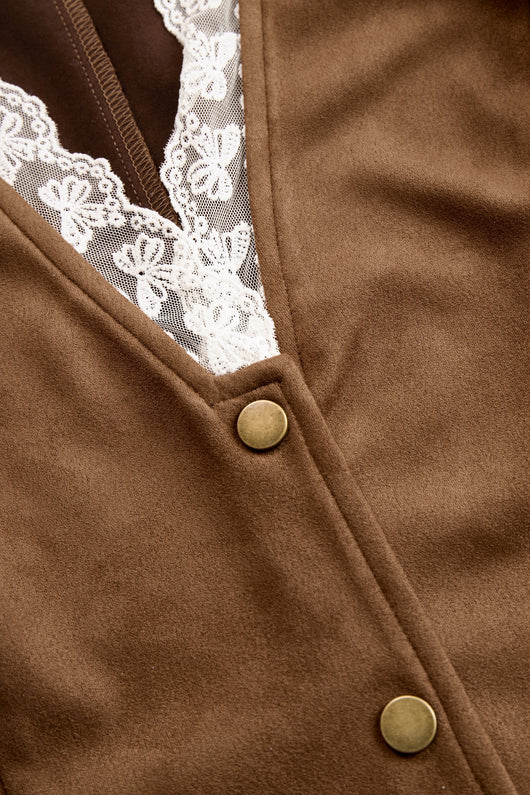 Charlotte | Dames getailleerde western kanten blouse met lange mouwen en V-hals