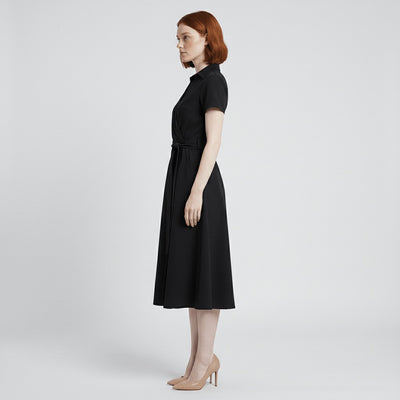 Sophie | Dames wikkel midi-jurk met V-hals, ceintuur en steekzakken