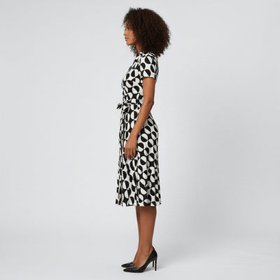Sophie | Dames wikkel midi-jurk met V-hals, ceintuur en steekzakken