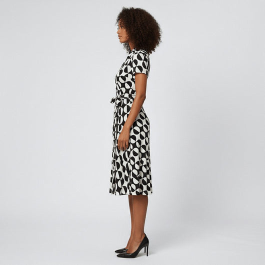 Sophie | Dames wikkel midi-jurk met V-hals, ceintuur en steekzakken