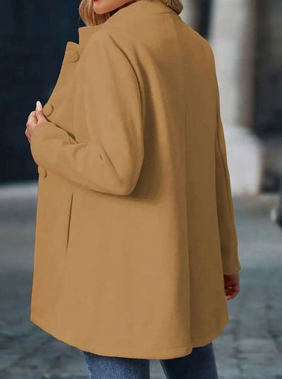 Amelie | Elegante lange dames wintermantel met knopen en opstaande kraag