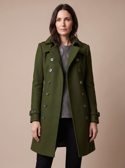 Clara | Elegante dubbelrijse dames wollen wintermantel