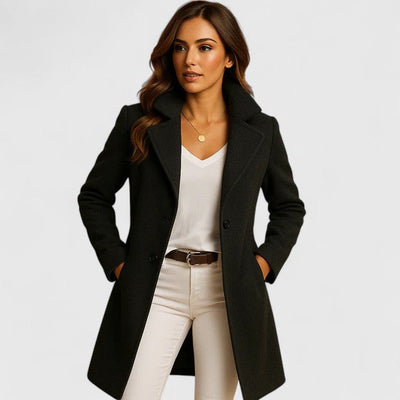 Frieda | Elegante lange dames jas met knoopsluiting