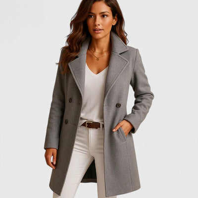 Frieda | Elegante lange dames jas met knoopsluiting