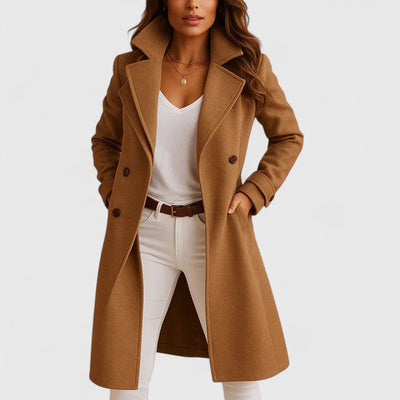 Frieda | Elegante lange dames jas met knoopsluiting