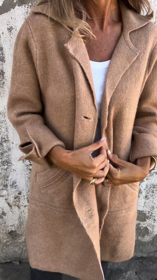 Nora | Casual lange dames jas met revers en knopen