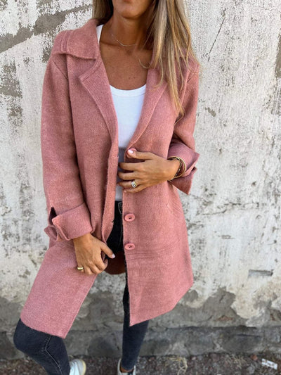 Nora | Casual lange dames jas met revers en knopen