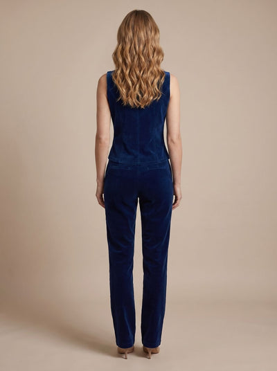 Greta | Getailleerd dubbelrijs dames fluwelen gilet in military-stijl