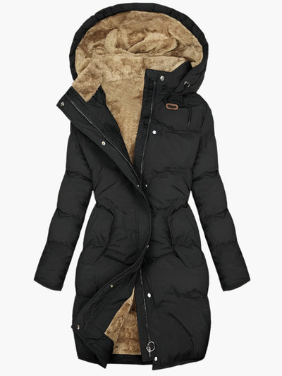 Emma | Lange dames winterjas met capuchon en imitatiebont