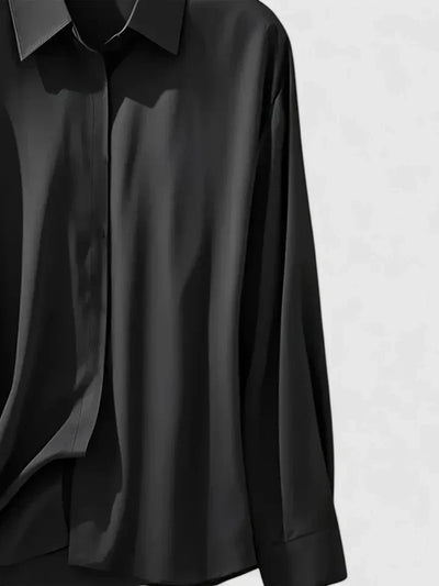 Anja | Elegante dames satijnblouse met knoopsluiting