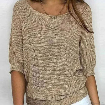 Mia | Elegante losvallende dames gebreide trui met ronde hals