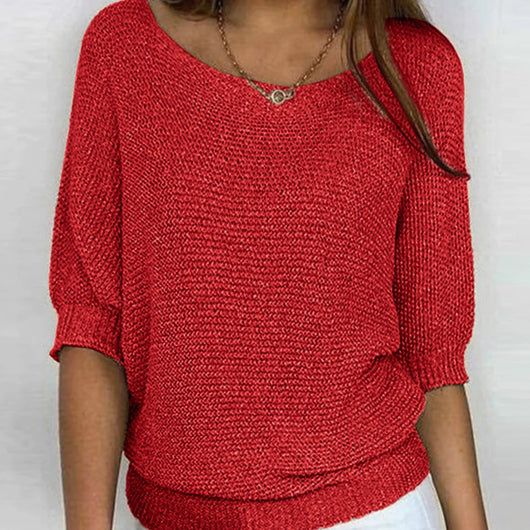 Mia | Elegante losvallende dames gebreide trui met ronde hals