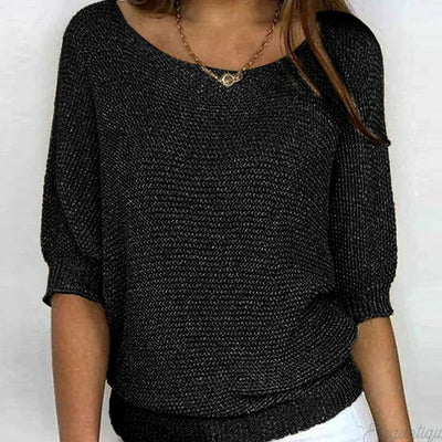 Mia | Elegante losvallende dames gebreide trui met ronde hals