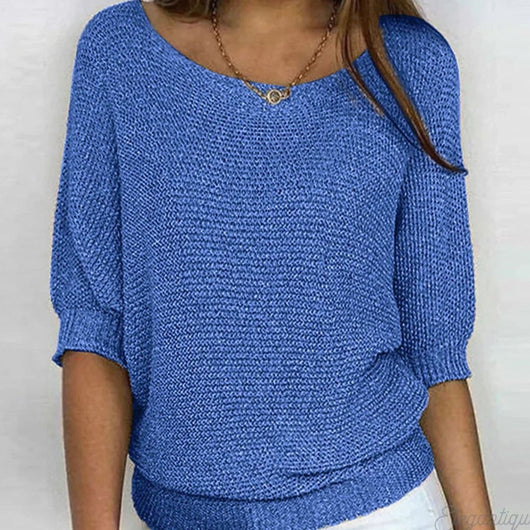 Mia | Elegante losvallende dames gebreide trui met ronde hals