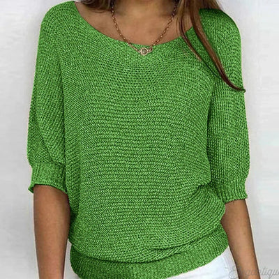 Mia | Elegante losvallende dames gebreide trui met ronde hals