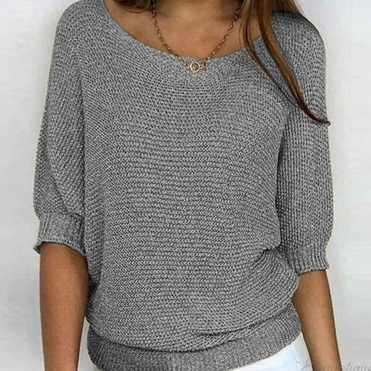 Mia | Elegante losvallende dames gebreide trui met ronde hals
