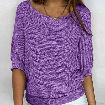 Mia | Elegante losvallende dames gebreide trui met ronde hals
