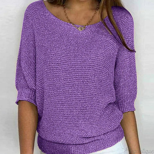 Mia | Elegante losvallende dames gebreide trui met ronde hals
