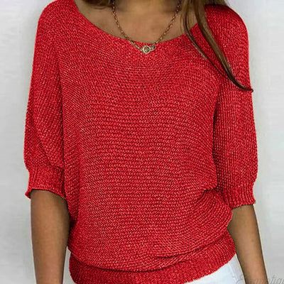 Mia | Elegante losvallende dames gebreide trui met ronde hals