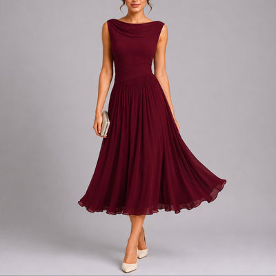 Elfriede | Elegante dames midijurk met plisserok voor bruiloftsgasten