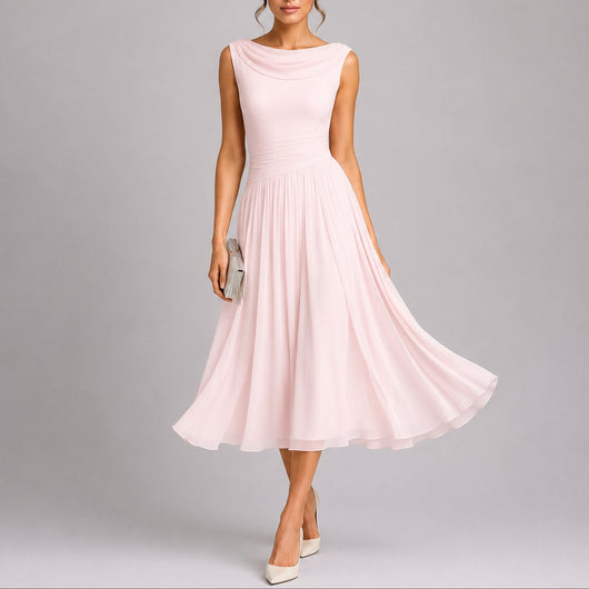 Elfriede | Elegante dames midijurk met plisserok voor bruiloftsgasten