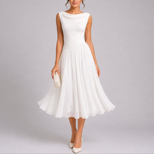 Elfriede | Elegante dames midijurk met plisserok voor bruiloftsgasten