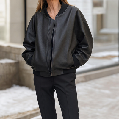 Elmswell oversized bomberjack van kunstleer
