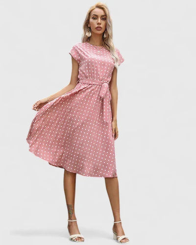 Veronika | Dames midijurk met korte mouwen en plooirok