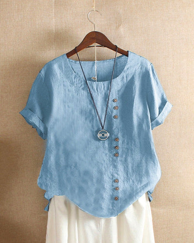 Doris | Casual damesblouse met knoopdetail en korte mouwen