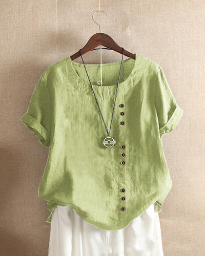Doris | Casual damesblouse met knoopdetail en korte mouwen