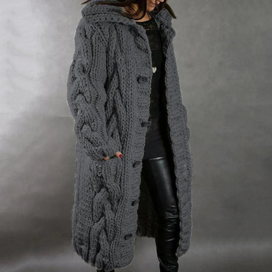 Edith | Warm lang gebreid damesvest voor de winter