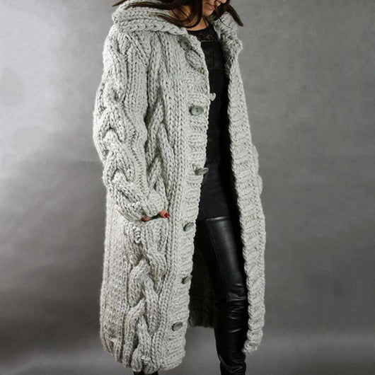 Edith | Warm lang gebreid damesvest voor de winter