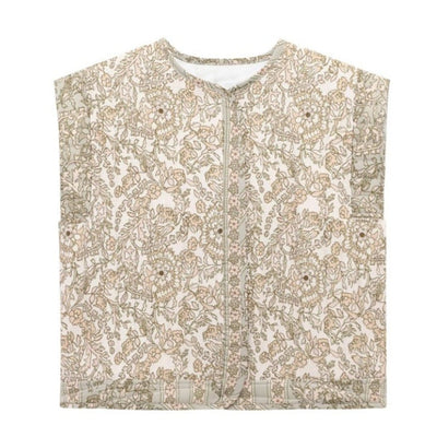 Frieda | Gewatteerde dames bodywarmer met bloemenprint en zijzakken