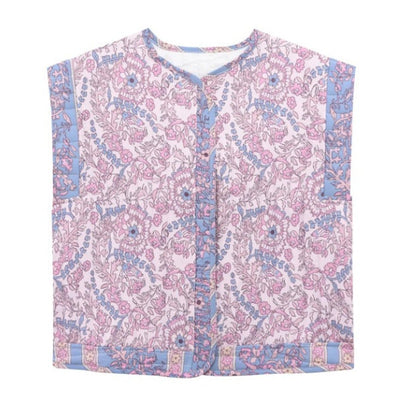Frieda | Gewatteerde dames bodywarmer met bloemenprint en zijzakken