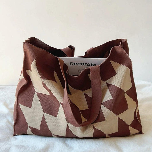 Nora | Dames canvas shopper met grafisch dessin in beige en roze