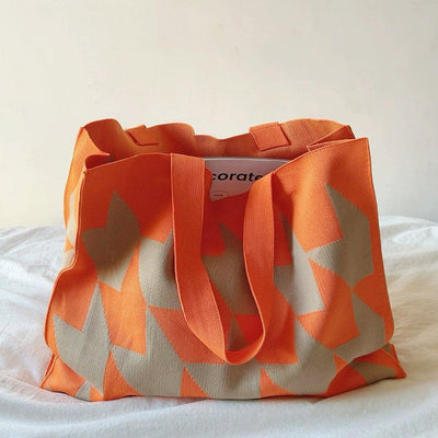 Nora | Dames canvas shopper met grafisch dessin in beige en roze