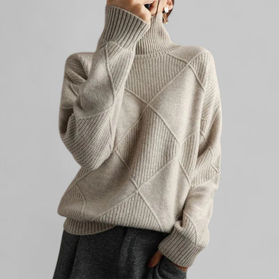Barbara | Oversized dames wintertrui met dessin en col