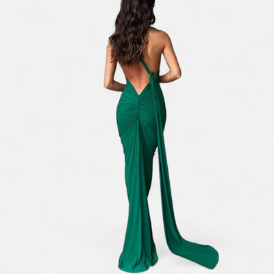 Lara | Dames maxijurk met one-shoulder halterhals