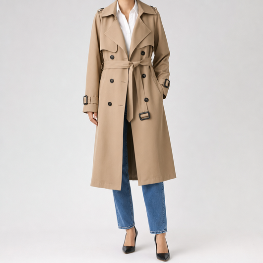 Jesmond lange trenchcoat met ceintuur