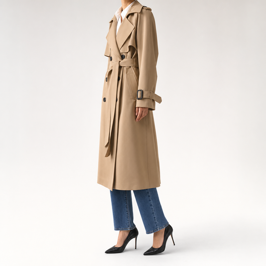 Jesmond lange trenchcoat met ceintuur