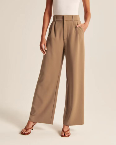 Barbara | Dames broek met hoge taille en wijde pijp