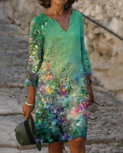 Anja | Shiftjurk met abstract motief en lange mouwen