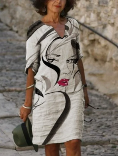 Anja | Shiftjurk met abstract motief en lange mouwen