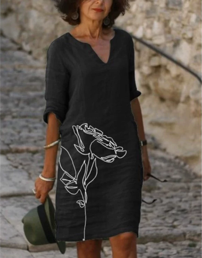 Anja | Shiftjurk met abstract motief en lange mouwen